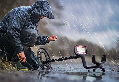 Fisher F44 Metal Detector with Weatherproof Design, Large LCD Display, and Sensitive Detection Features, Ideal for Both Beginners and Experienced Treasure Hunters Seeking Reliable Performance.