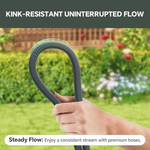 50ft Non-Expanding Garden Hose – Ultra-Light, Kink-Free, High-Pressure, Abrasion-Resistant, Durable, All-Weather, Eco-Friendly, Black&Gray