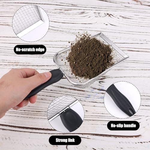 2pcs Gardening Sifter, Sand Compost Sifter with Handle Garden Sifters Compost Sifter Screen Garden Sieve Sifter Potting Scoop for Sand Rocks Dirt Compost