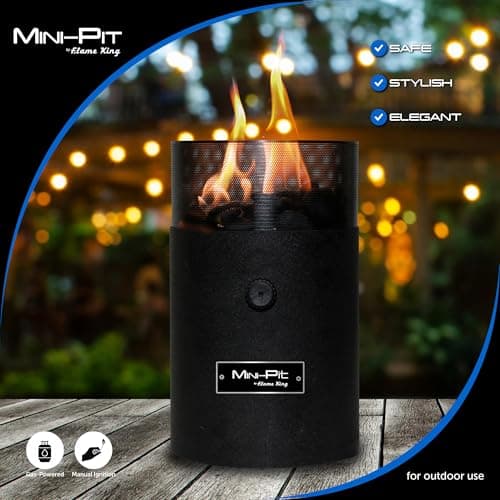 Flame King Mini Tabletop Fire Pit, Dual Fuel Propane and Butane, Smokeless Odorless Flame, Portable Great for Outdoor
