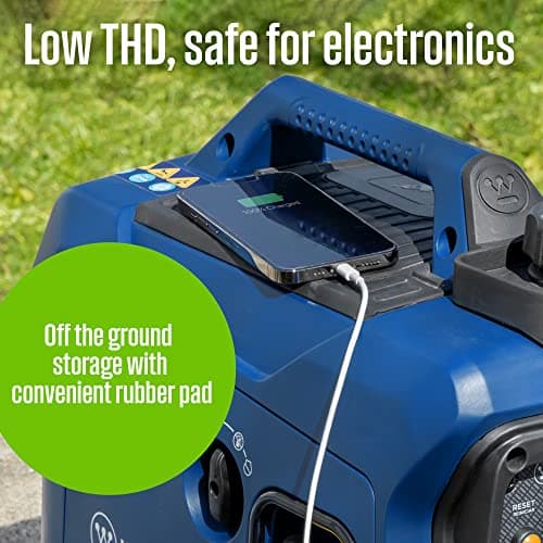 Westinghouse 1500 Peak Watt Super Quiet & Lightweight Portable Inverter Generator, Gas Powered, CO Sensor, Parallel Capable, Long Run Time,Blue