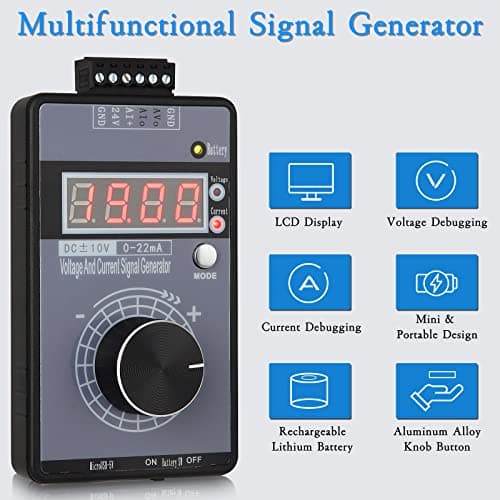 Koolertron 0/4-20mA DC 0-10V Signal Generator,2-IN-1Portable Mini Function Generator Built-in 1000mAh Rechargeable Battery,Analog Generator with 4-Digit LCD Display,Accuracy 0.01,for PLC/Panel Testing