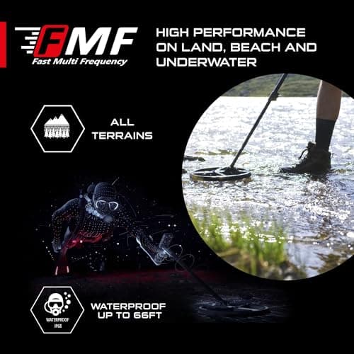 XP Metal Detectors 11” FMF Coil Compatible with Deus II Metal Detector - Fast and Simultaneous Multi Frequency Coil from 4 to 45 kHz - with Coil Cover & Lower Stem