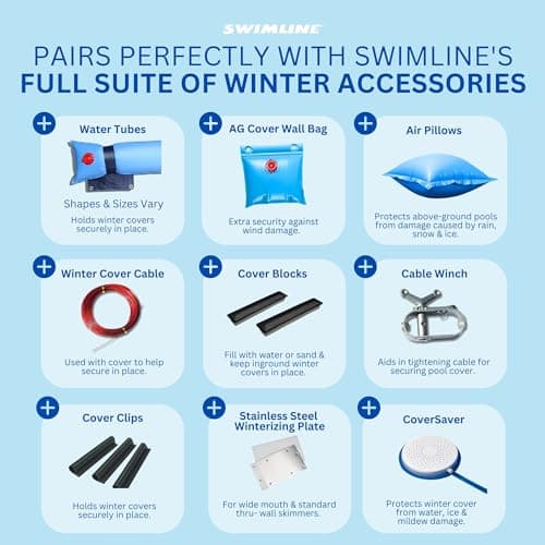 SWIMLINE HYDROTOOLS Supreme Guard Heavy Duty Winter Pool Cover for Inground Swimming Pools | for 20 X 36 FT Rectangle Pools | 25 X 41 FT Cover Size | Green/Black | Water Tube Sleeves | CO122541R