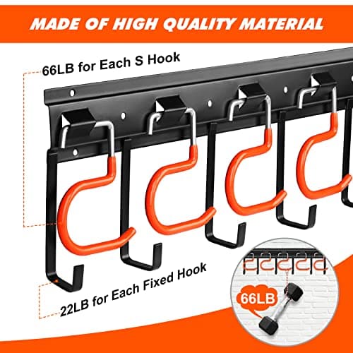 68'' All Metal Garden Tool Organizer Wall Mount Garage Organizers and Storage with Hooks Tool Hangers for Shed