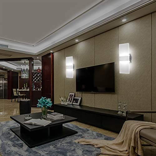 ChangM Modern LED Acrylic Wall Sconce 12W Cool White 6000K Up Down Lamp for Bedroom Corridor Stairs Bathroom Indoor Lighting Fixture Lamps Home Room Decor Not Dimmable No Plug(1 Pack)