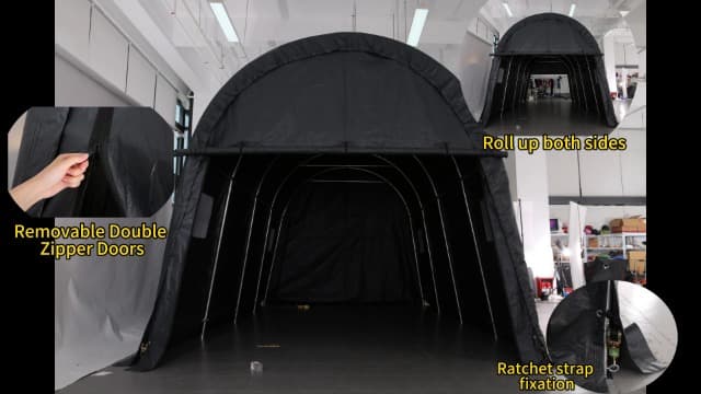 COBIZI Carport Canopy 12x20 Heavy Duty Portable Garage with Double Zippered Roll-up Doors & Vents, Large Space Car Canopy Car Tent Upgrade Waterproof for Cars, Boats, Trucks, Garden Tools, Gray