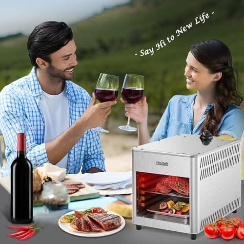 Newhai 1400℉ Propane Steak Broiler Gas Steak Grill for Carnivores Portable Propane Steak Smoker Broiler Stainless Steel Quick Cooking for Outdoor Picnic Beef Chicken Vegetables