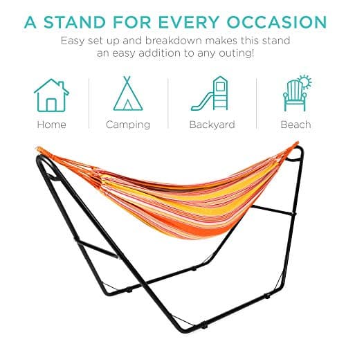 Best Choice Products Adjustable Portable Hammock Stand, Outdoor Patio Weather-Resistant Steel for 9-14ft Hammocks w/Hanging Hooks, Powder-Coated Finish, Carrying Bag, 450lb Weight Capacity