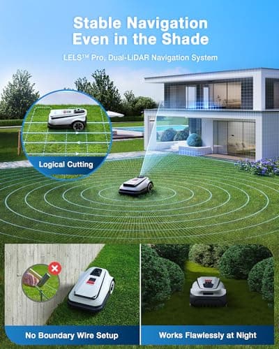 ECOVACS Goat A3000 LiDAR Robot Lawn Mower, Dual-LiDAR Navigation,Suitable for 3/4 Acre, 13” Cutting Width, 45min Fast Charging, Precise Edge Mowing, Smart Lawn Mower for Large Garden