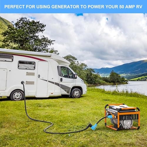 CircleCord 4 Prong 30 Amp to 50 Amp Generator to RV/EV Adapter Cord, NEMA L14-30P to 14-50R, Heavy Duty STW 10 AWG Suit for Tesla Model S/3/X/Y Charging or Generator to House and RV Trailer Camper