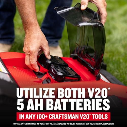 CRAFTSMAN V20 Lawn Mower, Push Mower, Lightweight and Portable, Grass Bag, Battery and Charger Included (CMCMW220P2)