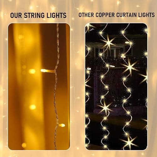 Dazzle Bright 300 LED Curtain String Lights, Christmas Fairy Lights for Bedroom with 8 Lighting Modes, Connectable Waterproof Window Lights Party Wedding Garden Wall Decor, Warm White