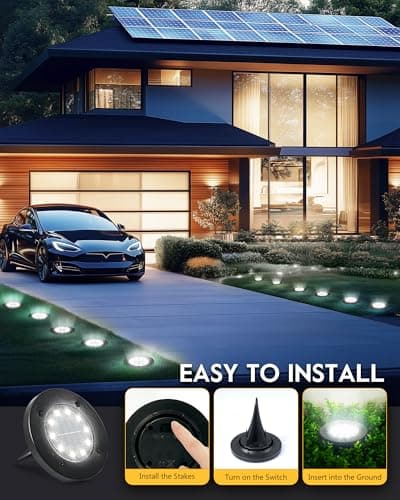 Brightown Solar Lights Outdoor Waterproof, 12 Packs LED In-Ground Lights Outdoor Solar Lights for Yard Patio Garden Lawn Deck Outside Pathway Walkway Sidewalk, White