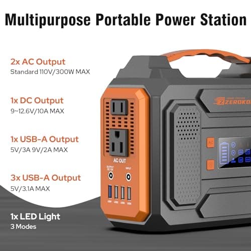 Portable Solar Generator, 300W Portable Power Station with Foldable 60W Solar Panel, 110V Pure Sine Wave, 280Wh Lithium Battery Pack with DC AC Outlet for Home Use RV Outdoor Camping Adventure