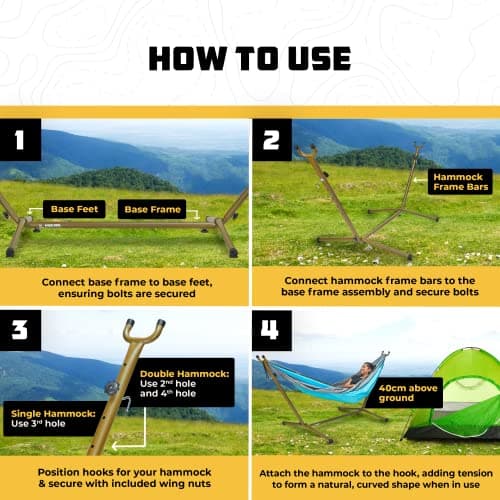 Wise Owl Outfitters Portable Hammock Stand, 106x42, 440lb Capacity - Sports & Outdoors
