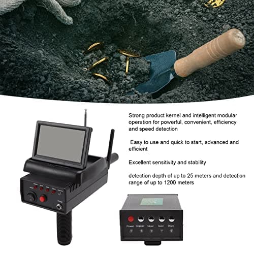 Metal Detector, 1200M Range 25M Depth Professional Underground Metal Scanner High Accuracy Gold Silver Copper Diamond Locator with 2 Antenna and Headphones for Treasure Hunting (Black)