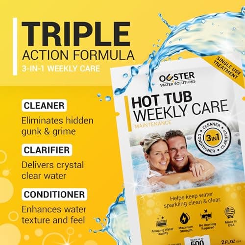 3in1 Weekly Hot Tub Cleaner, Conditioner, Clarifier - Hot Tub Chemicals for Standard & Inflatable Spas - Spa Chemicals for Crystal Clear & Sparkling Clean Water - Made in USA (4 Week Kit)