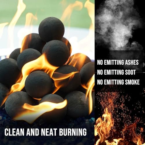 Skyflame 2-Inch Ceramic Fire Balls, 25PCS Round Fire Pit Balls for Indoor and Outdoor Fire Bowl Fireplace DIY Accessory, Black