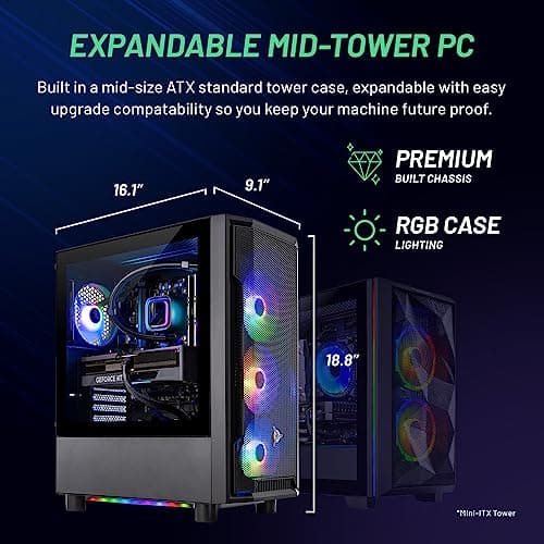 Skytech Gaming Shadow Gaming PC, Intel i7 12700F 2.1 GHz, RTX 4060, 1TB NVME, 16GB DDR4 RAM 3200, 600W Gold PSU Wi-Fi, Win 11 Home, RGB-Keyboard and RGB-Mouse Included,Black