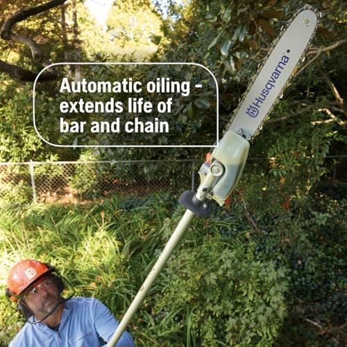 Husqvarna 122LKP Gas Pole Saw, Multi-Purpose Tool with Pole Saw Attachment, Equipped with X-CUT Chain, 12-Inch Reach Cuts Limbs up to 8 Inches Thick, 970796201