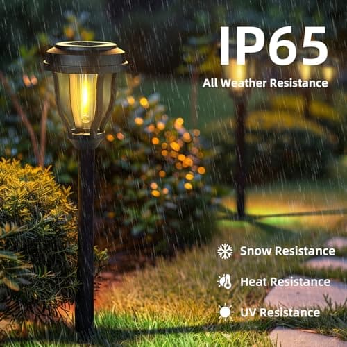 DERAYSION 12 Pack Solar Lights Outdoor, Solar Pathway Lights Auto On/Off Waterproof Garden Landscape Lighting for Path, Yard, Walkway, Driveway
