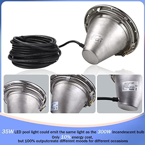 SH101300 50FT 120V Underwater Spa Light (White), 10 Inch Inground Pool Light Replacement