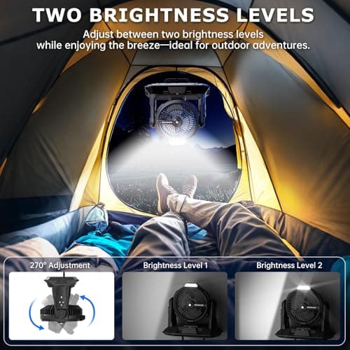 Misting Fan, 6L Bucket Portable Misting Fans with Remote, 20000mAh Rechargeable Battery Portable Fan for Outdoors Patios, Camping Fans 270° Adjustable, Hanging & Lighting for Outdoor Cooling