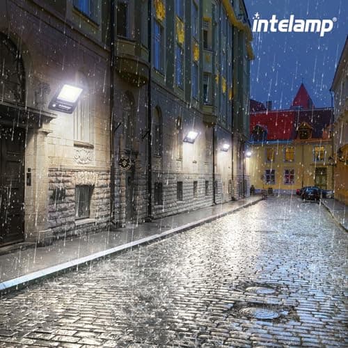 intelamp Solar Flood Lights Outdoor Waterproof, Linkable 12000mAh 3000LM Motion Sensor Floodlight with Remote Countrol Sensor Case 16.4Ft Cable, Dusk to Dawn Lighting Lamp for Street Outside House