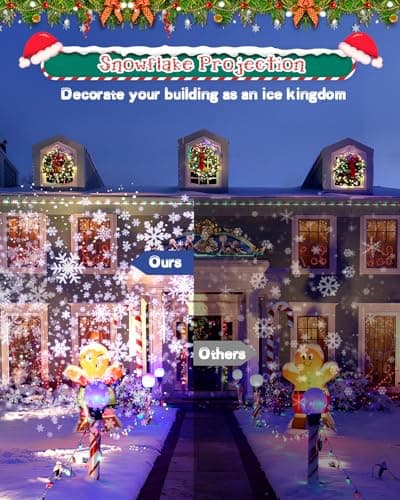 Christmas Projector Lights Outdoor, Clearer Snowflake Projector Lights IP65 Waterproof, LED Rotating Snowfall Decor Lamp for Xmas Holiday Wedding Indoor Party New Year Garden Decorations