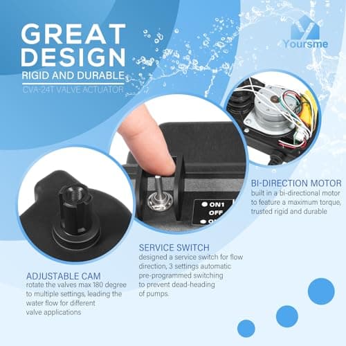 Yoursme CVA-24T Valve Actuator Replacement Part for Pentair 263045 Valve Actuator, 24 Volt AC 180 Degree Rotation, 25 Feet Cable, for 2 or 3 Port Valves, Compatible with All 24VAC Control Systems