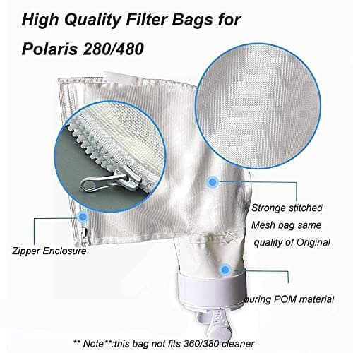 Spa Part Nylon Mesh Pool Cleaner All Purpose Bag - Fits Polaris 280, 480 Cleaner - Zippered K13 K16 (2)