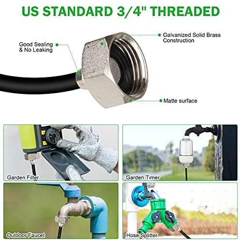 SUNHE YHK Fan Misting Kit, Outdoor Misters Cooling System with 19.36FT Hose + 5 Brass Nozzles + Brass Adapter(3/4") for Cooling Patio Garden Greenhouse Breeze, Connect to Any Outdoor Fan