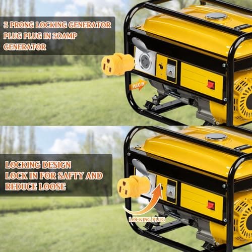 Kanayu Generator Welder Adapter Compatible with Nema L6-30P to 6-50R 3 Prong 30 Amp Locking Male Plug to 50 Amp Female Receptacle Adapter Generator RV EV Charger Power Cord Connector