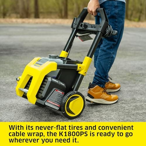 Kärcher Pressure Washer K1800PS, Max 2250 PSI, 3 Spray Nozzles, Detergent Tank, For Cars, Driveways, Siding, Patios, 1.46 max. GPM