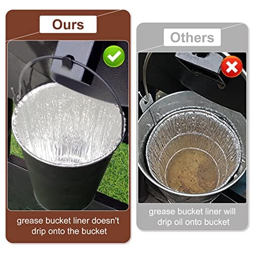 Drip Bucket and 15-Pack Disposable Foil Liners for Oklahoma Joe's, Traeger, Pit-Boss, Z Grill, Camp Chef, Grill Grease Liner Fits Most Offset Smoker, Rec Tec Pellet Grill Bucket, Black