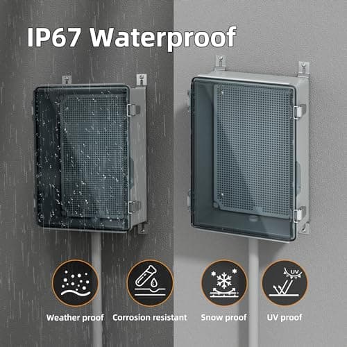 Joinfworld Lockable Outdoor Weatherproof Electrical Box for Electronics Outside 11.4x7.5x5.5 Weather Proof Electrical Box Plastic Nema 4 Enclosure Clear