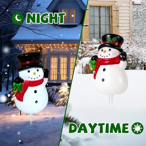 3-Pack Snowman Pathway Lights With Timer, LED Christmas Outdoor Decorations, Waterproof Figure Lights for Garden, Yard, Lawn, Street