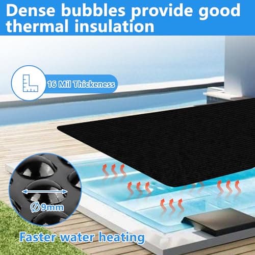 7 x 7 FT Spa and Hot Tub Cover, 16Mil Square Hot Tub Thermal Blanket, Insulation Solar Blanket Bubble Cover for Energy Efficiency & Safety