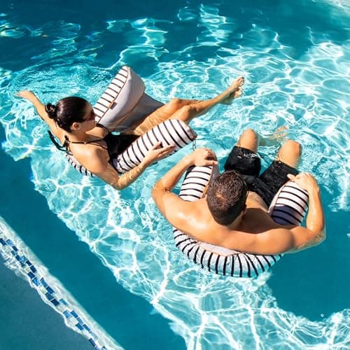 Big Joe Noodle Sling, No Inflation Needed, Pool Float with Armrests, Quick Draining Fabric, Cup Holder