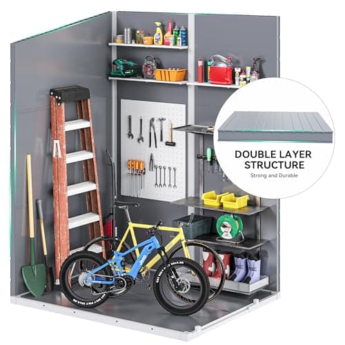 DWVO 5x4 FT Outdoor Storage Shed with Reinforced Floor, All-Weather Resin Storage Shed with Lockable Door & Window, Waterproof Plastic Tool Storage for Garden, Backyard, Patio, Lawn