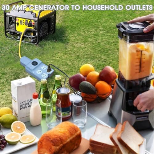 240V to 120V Adapter, Generator Plug NEMA L14-30P to L14-30R and 4 Port 5-20R/5-15R 4 Prong Twist Lock 30 Amp Male Plug to Female Receptacle for RV Workshop Outdoor Activity (Gray)