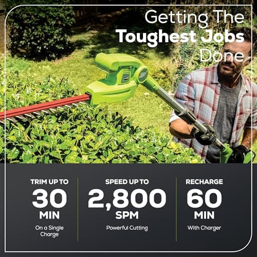 Greenworks 40V 20" Cordless Pole Hedge Trimmer, 2.0Ah Battery and Charger Included