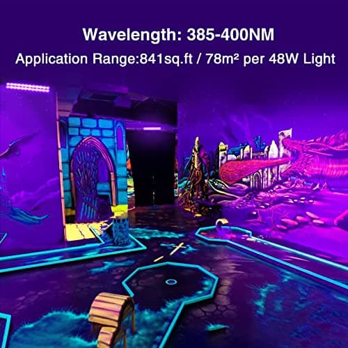 Onforu 2 Pack 48W Black Light Bars, LED Blacklight with Plug and Switch, Black Lights Flood Light, Glow in The Dark Party Supplies for Stage Lighting, Halloween Decorations, Body Paint