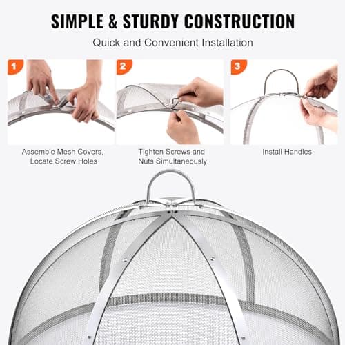 Firepit Spark Screen Lid, 36" Diameter, Outdoor Firepit Ring Cover Round Accessories, Fire Pit Metal Cover, Easy-Opening Stainless Steel Fire Ring Covers for Outdoor Patio Fire Pits Backyard