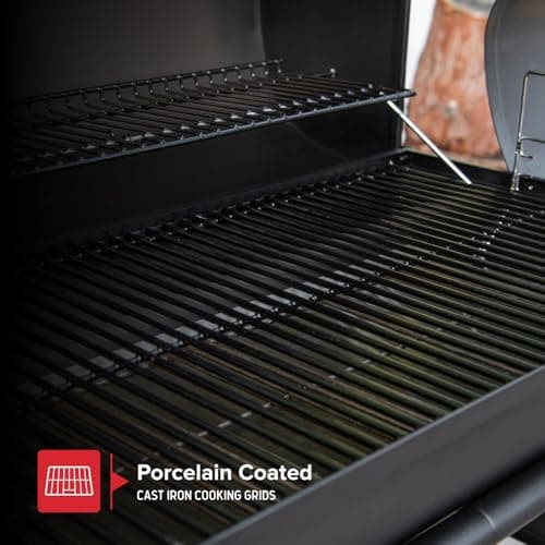 Nexgrill Premium 29" Charcoal Grill with Side Shelf, 552 SQ In Cooking Space, Adjustable Charcoal Tray, Chimney Air Vent, Warming Rack, Barrel Smoker Grill for Camping, Picnics, and More - 810-0029C