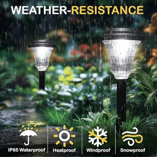 Solar Pathway Lights Outdoor Waterproof, 8 Pack 6500K Solar Garden Lights with Auto On/Off, Bright Outdoor Garden Decor for Yard Patio Walkway Lawn Landscape, Cold White