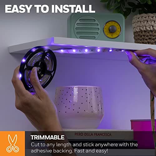 Honeywell 16.4ft Indoor LED Strip Light - Color Changing RGB, Motion Activated with Remote Control - for Bedroom, Kitchen, Dorm, Game Room, Cabinets, Etc - Wall Plug 12 Volt No Battery