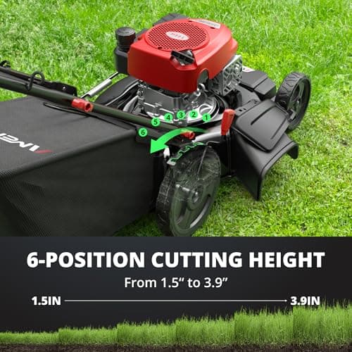 21" Steel Deck Gas Lawn Mower, Heavy-Duty 3-in-1 Push Mower, 144cc 4-Stroke Engine, 6-Position Height Adjustment, Large 1.4 Bushel Grass Catcher, Durable & Efficient for Yard & Garden