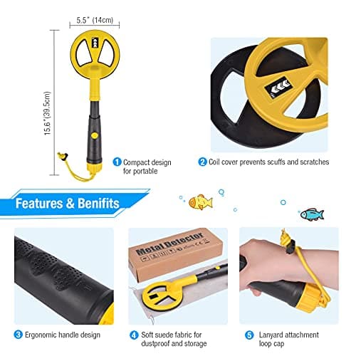 Underwater Metal Detector Handheld,100 Feet Fully Waterproof Metal Detector for Adults,Mini Gold Finder Pulse Induction with LED and Power Indicator for Scuba Diving Beach Backyard Treasure
